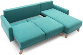 Colțar extensibil cu șezlong pe partea dreaptă Bobochic Paris Balio, turcoaz