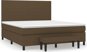 vidaXL Pat continental cu saltea maro închis 180x200cm material textil