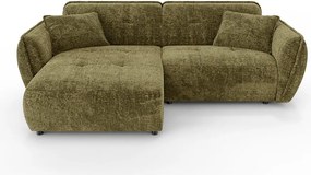 Colțar verde cu tapițerie din chenille (cu colț pe partea stângă/cu șezlong) Nelia – Ropez