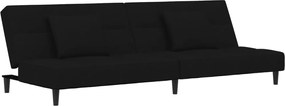 vidaXL Canapea extensibilă cu 2 locuri, 2 perne, negru, catifea