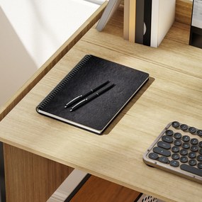 HOMCOM Birou pliabil pentru calculator cu 2 blaturi extensibile, mult spațiu pentru monitoare, picioare metalice, construcție robustă, Stejar+Negru | Aosom Romania