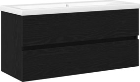 vidaXL Dulap pentru Chiuveta de Baie Stejar Negru 100 x 39 x 62 cm