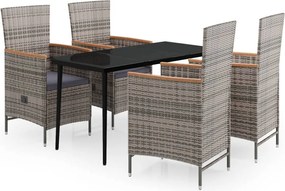 vidaXL Set mobilier pentru grădină cu perne, 5 piese, gri