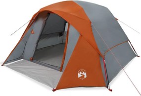 vidaXL Cort de camping pentru 6 persoane, gri/portocaliu, impermeabil