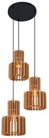 Lampă suspendată retro neagră cu portocaliu, cu 3 lumini - Felt