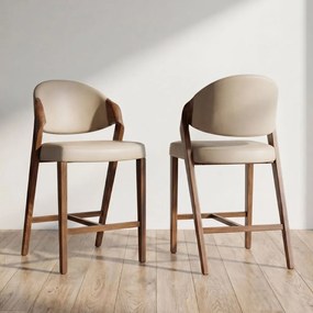 Scaun de bar din lemn si piele sintetica Mink