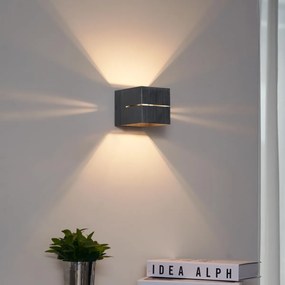 Lampă de perete modernă gunmetal cu efect de lumină - Transfer Groove