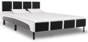 Cadru de pat, negru si alb, 160 x 200 cm, piele ecologica Alb si negru, 160 x 200 cm