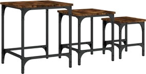 vidaXL Măsuțe suprapuse de cafea 3 buc, stejar fumuriu, lemn prelucrat