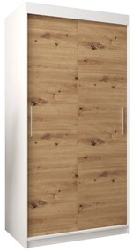Dulap de haine 100 cm Toki (alb mat + stejar artisan). 1064791