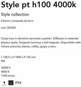 Stalp LED iluminat exterior Style pt h100 4000k gri
