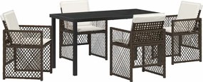 vidaXL Set de masă pentru grădină 5 pcs Maro poliratan