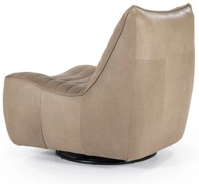 Fotoliu Matthew din piele, metal și lemn taupe