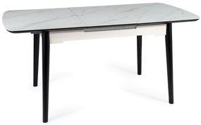 Masa extensibila Apollo Ceramica marmura alba/negru mat - L120-160 cm