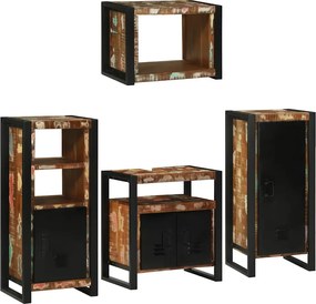 vidaXL Set de mobilier pentru baie cu raft 4 pcs Lemn recuperat solid