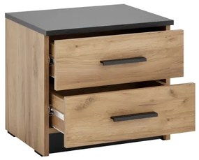 Noptieră TOD, stejar craft/negru