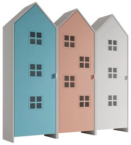 Set 3 dulapuri pentru copii Casami Bruges tip colibă de plajă – Roz, Albastru și Alb – Vipack