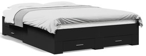 3280413 vidaXL Cadru de pat cu sertare, negru, 120x190 cm, lemn prelucrat