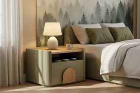 Noptieră Amilio 50 cm - eucalipt / stejar baltic dune / mânere stejar natural