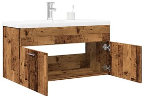 vidaXL Dulap pentru chiuveta de baie, lavoar încorporat, lemn vechi