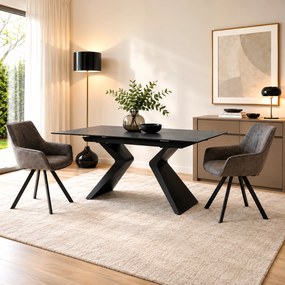 Masă extensibilă ceramică Miro Black, 180 cm/90 cm