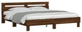 3207398 vidaXL Cadru de pat cu tăblie stejar maro 200x200 cm lemn prelucrat