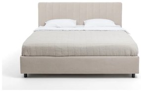 Pat dublu tapițat bej cu spațiu de depozitare cu saltea/ grătar 180x200 cm Myra Slim Line - Bonami Selection