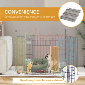 Gard pentru Caini cu 6 Panouri cu Inchidere cu Zavor, Gard pentru Caini Talie Medie din Metal, Ø120x60 cm, Multicolor PawHut | Aosom Romania