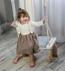 Leagan din lemn si spuma pentru copii WoodSwing by BabySteps, Catifea Velvet Dark Grey