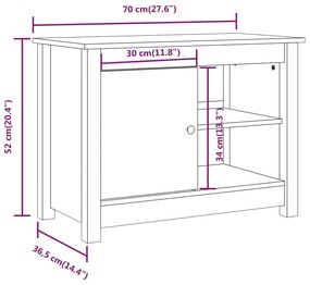 Comoda TV, negru, 70x36,5x52 cm, lemn masiv de pin Negru, 1