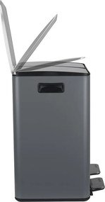 Coș de gunoi gri închis pentru reciclare/cu pedală 2x20 l din oțel Aliya – Spirella