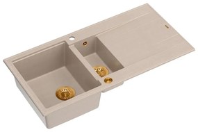 Chiuveta compozit incastrata Quadron Unique Evan 156 bej - cupru 100x50 cm