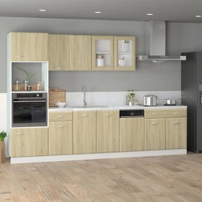vidaXL Set dulapuri de bucătărie Lyon 7 piese stejar sonoma, lemn prelucrat