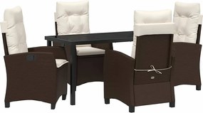vidaXL Set de masă pentru grădină cu pernă 5 pcs Maro poliratan