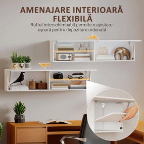 HOMCOM Dulap de Baie Montat pe Perete, Dulap Suspendat Modern cu Ușă Soft Close, 2 Compartimente și Raft Reglabil, pentru Living și Hol, Economisire Spațiu, 120x23x30 cm, Alb | Aosom Romania