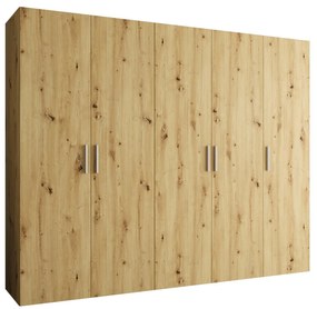 Dulap de haine 250 cm Borry 1 (Stejar artisan + Argintiu). 1125779