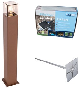 Lampă de exterior 70 cm maro ruginiu cu țăruș de pământ și glandă pentru cablu - Denmark