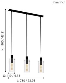 Eglo 97367 - Lustră pe cablu MONTEFINO 3xE27/60W/230V
