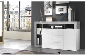 Comodă LENOR albă/gri beton