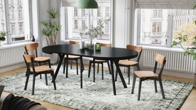 Mazzoni VITO Negru Mat/picioare negre - MASĂ MARE ROTUNDĂ Ø110 EXTENSIBILĂ PÂNĂ LA 310 cm CU PICIOARE Y LOFT/INDUSTRIALĂ