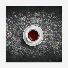 Panou Sticla Bucatarie, 60x60cm, Protectie aragaz, Antistropi, Termorezistent, Alimente, Cafea, Black Board Coffee