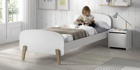 Set Mobilier Kiddy pentru Camera Copii – Pat 90x200 cm și Noptieră – Alb – Vipack
