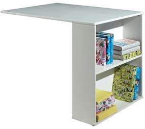 Pat pentru copii alb înalt din lemn de pin cu spațiu de depozitare cu somieră 90x200 cm Scott – Vipack