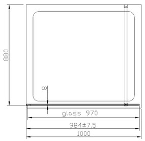 Paravan de duș, Mediterraneo, Foxy Gold, 100 cm, easy clean, profil auriu periat, W01SC01BG-100-V1