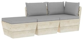 3063421 vidaXL Set mobilier grădină din paleți cu perne, 3 piese, lemn molid