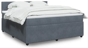 vidaXL Pat box spring cu saltea, gri închis, 180x200 cm, catifea