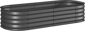 Outsunny Jardinieră înălțată pătrat pat de grădină din oțel modulabil legume, plante, flori, dim. 150 x 62 x 30 cm gri | Aosom Romania