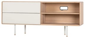 Comodă TV albă/în culoare naturală din lemn de stejar 150x64 cm Fina – Gazzda