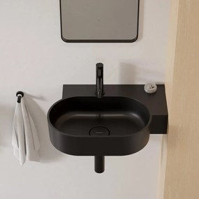 Lavoar suspendat Omnires Ovo M+ finisaj negru lava mat 55.5 cm dreapta