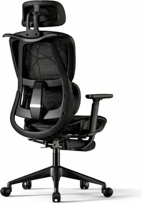 RESIGILAT- Scaun ergonomic, functie translatie sezut, cotiere reglabile 3D, tetiera 3D, suport lombar 3D Adaptive, pivotant, suport picioare, Negru
